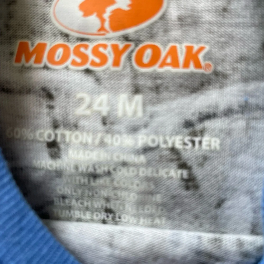 #368, Mossy Oak Blue and camo bundle of two baby bodysuits, size 24 mo